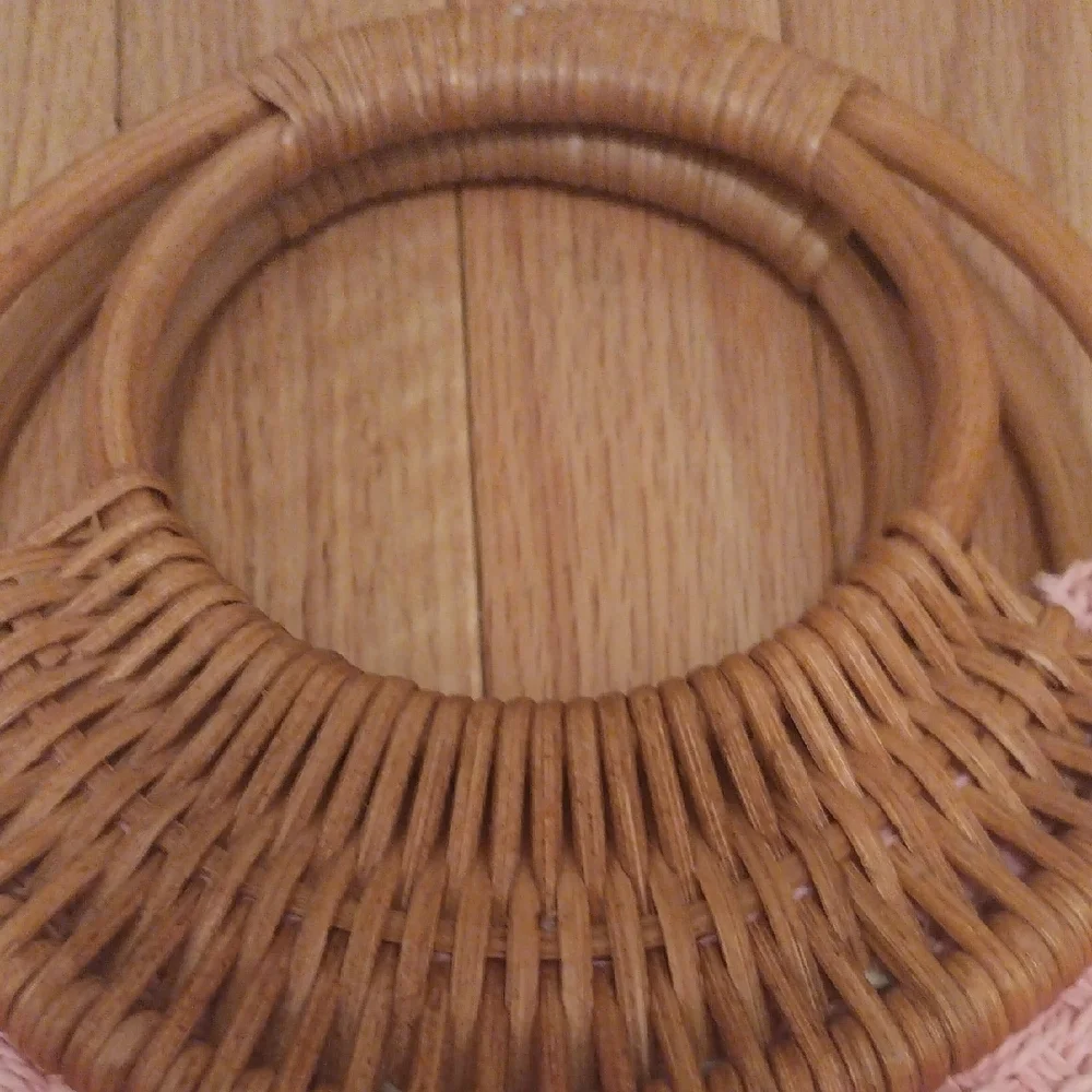 The Sak Pink and Brown Woven Tote with Bamboo Handles
